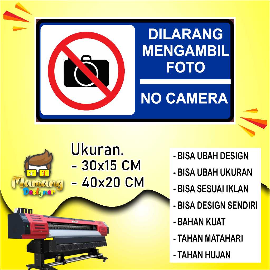 

Stiker Tempelan Dilarang Mengambil Gambar Bahan Kuat Biru