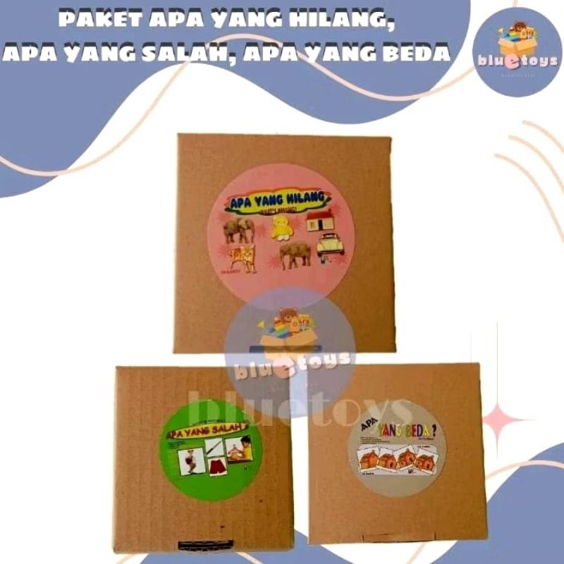 GETOYS PAKET APA YANG HILANG, APA YANG SALAH, APA YANG BEDA/KARTU TERAPI WICARA BALITA DAN ANAK/IQ D