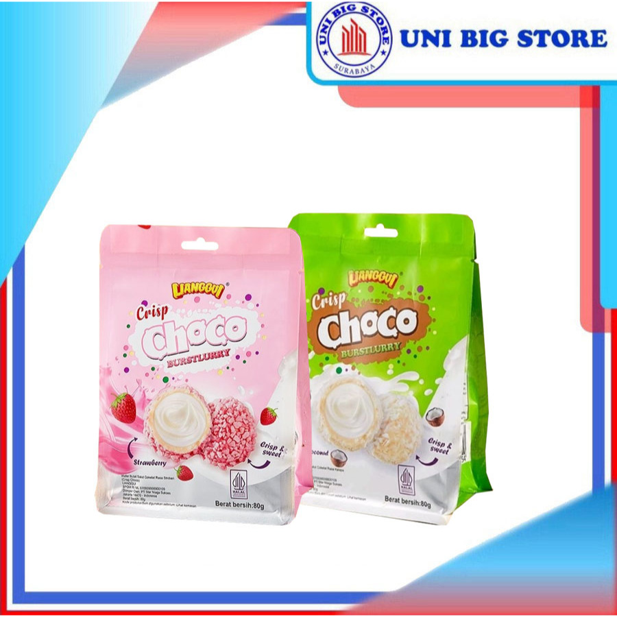 

Lianggui Crisp Choco Burstlurry Strawberry | Coconut 80 gr Stroberi | Kelapa