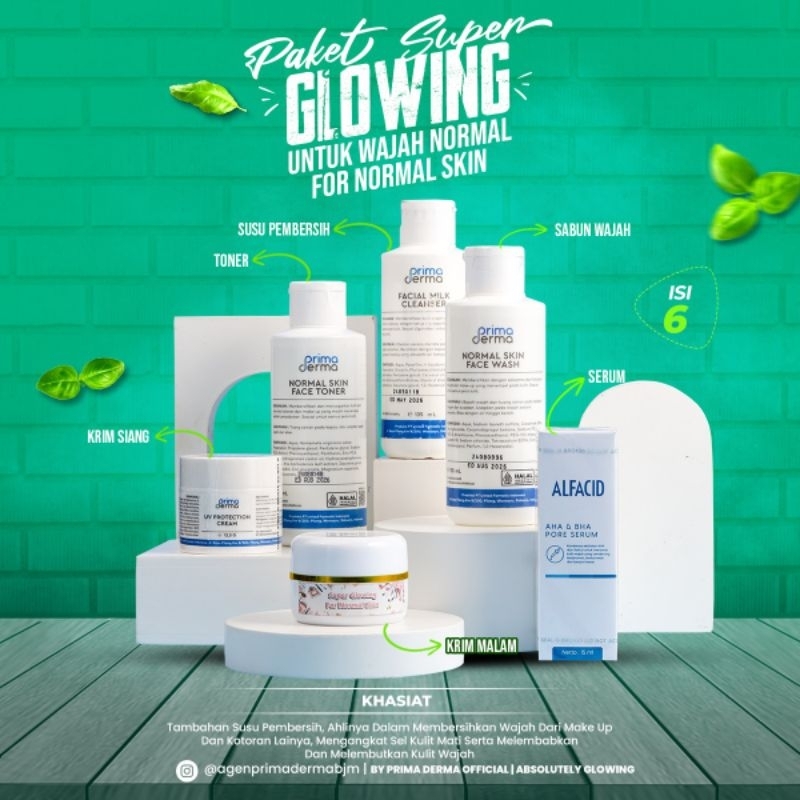 Primaderma Paket Super Glowing Normal Isi 6