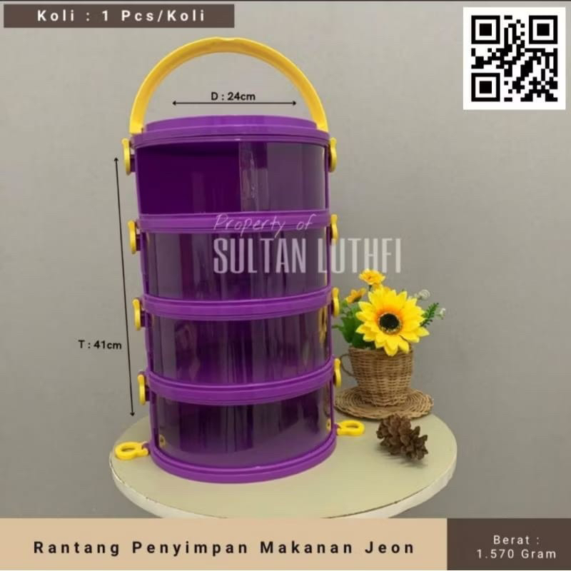 Rantang Penyimpanan Makanan 4 Susun Jeon / rak lauk 4 susun modern / tudung saji 4 susun modern