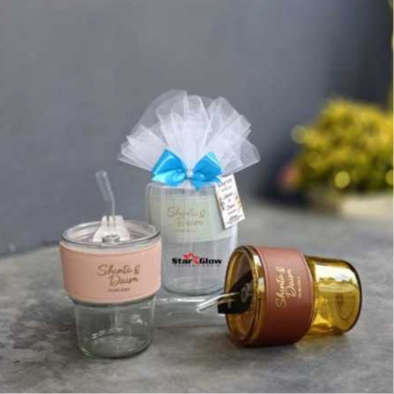 GELAS SEDOTAN / SOUVENIR GELAS KACA GEORGOUS /SOUVENIR PERNIKAHAN /GELAS KACA GEORGOUS 400ml