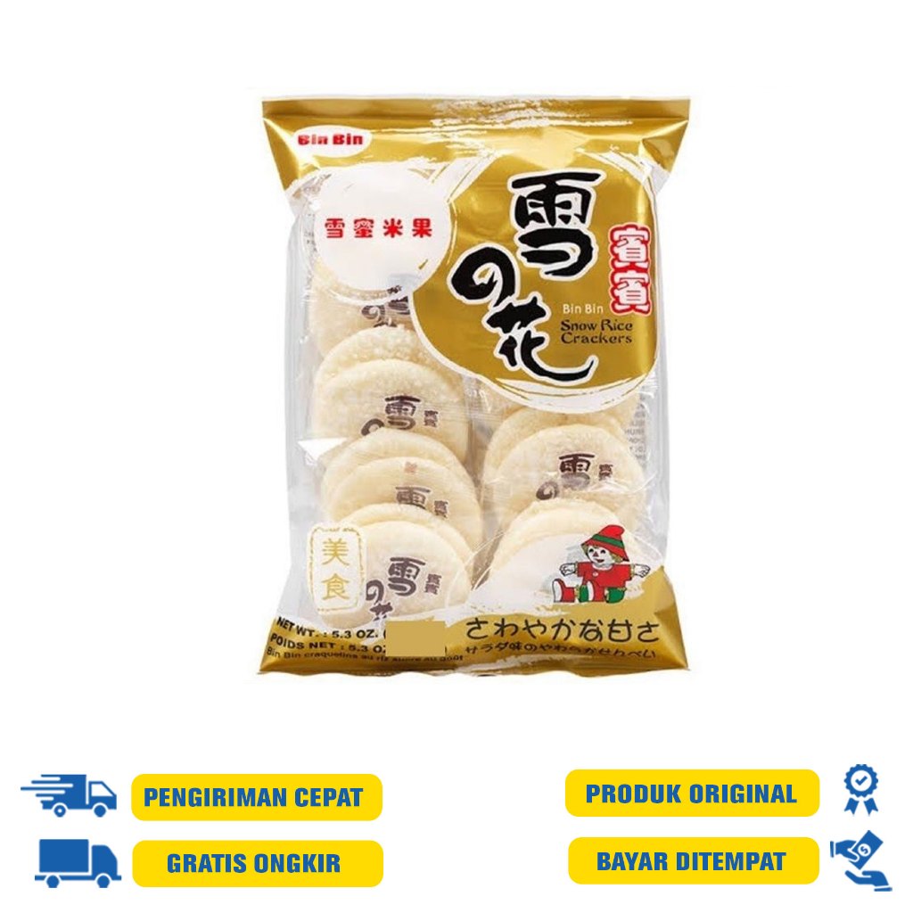 

Bin Bin Rice Crackers Rasa Snow Original 120 GR Snack Vegan Tanpa MSG