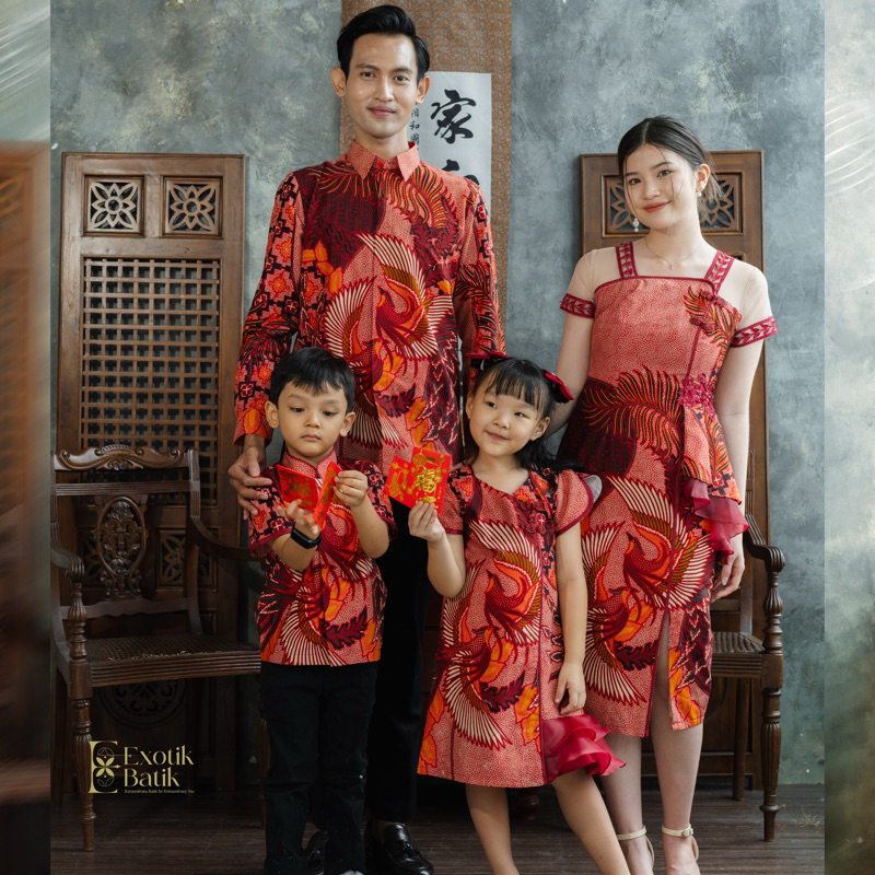Phoenix Batik Couple Family Set/ Batik Imlek/ Batik Keluarga/ Batik Kondangan/ Batik Pesta/Batik Wis