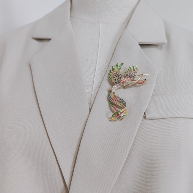 Pin Jas Wanita Gaya Korea Bross Phoenix Warna Bros Burung Phoenix Pin Blazer Bros Jas Wanita