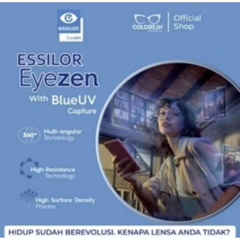 Zonakacamata- Lensa Essilor Eyezen Start Blue UV Capture Crizal Drive