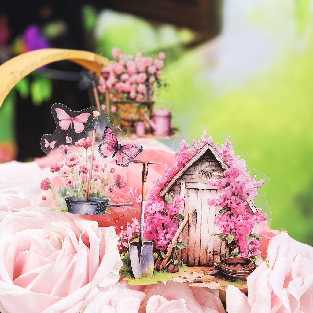 

(8F9) 15pcs Stiker PET Seri Toko Bunga Berkebun Dekorasi Buku Pegangan Retro Sederhana Stiker Perekat Diy Journal Scrapbook