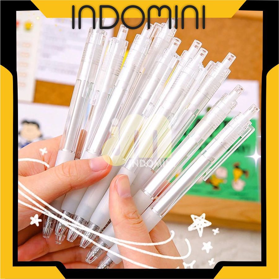 

INDOMINI pena gel/Gel pen Hitam 0.5mm/Pulpen Sederhana Style Transparan S141