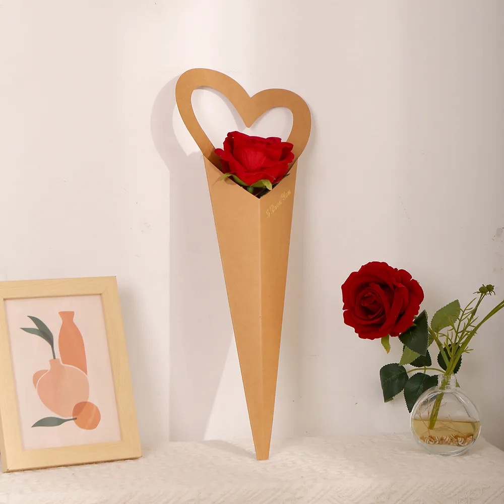 

SPRING - single rose box plastik bunga satuan kertas bentuk love