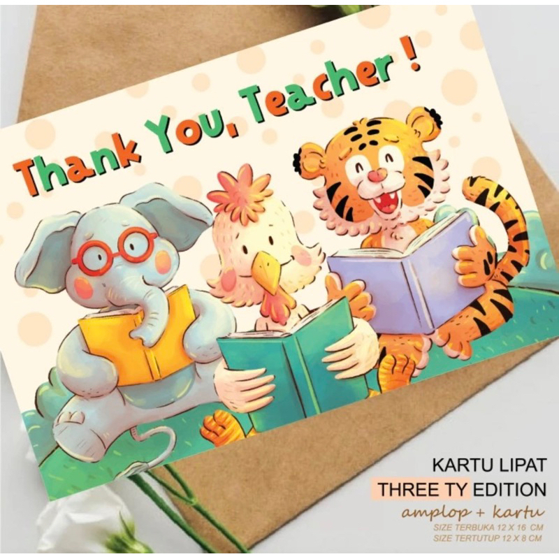 

KARTU UCAPAN TERIMA KASIH THANK YOU CARD TEACHER SEKOLAH ANAK LUCU HAMPERS KADO BINGKISAN GREETING CARDS
