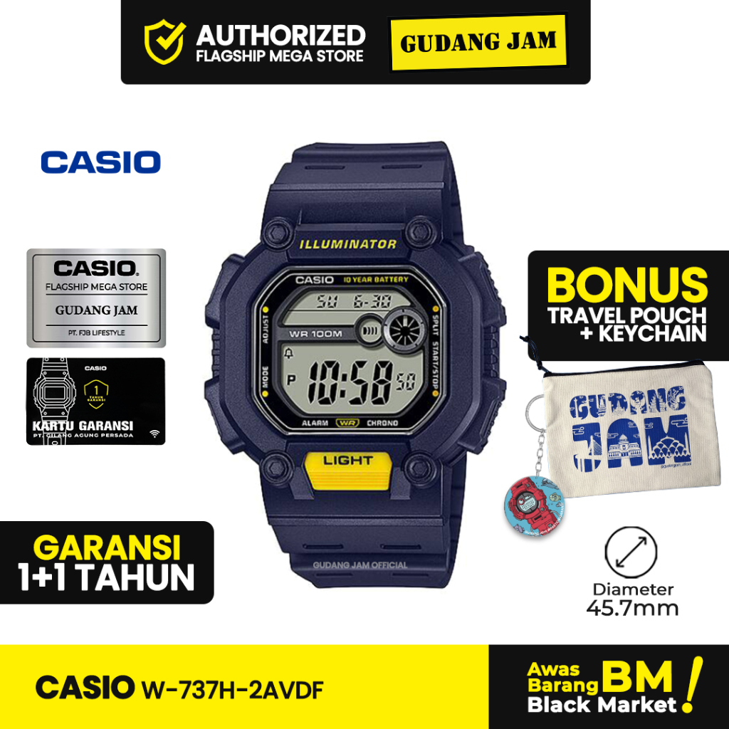 Jam Tangan Casio W-737H-2AVDF W-737H W-737 W737H W 737H