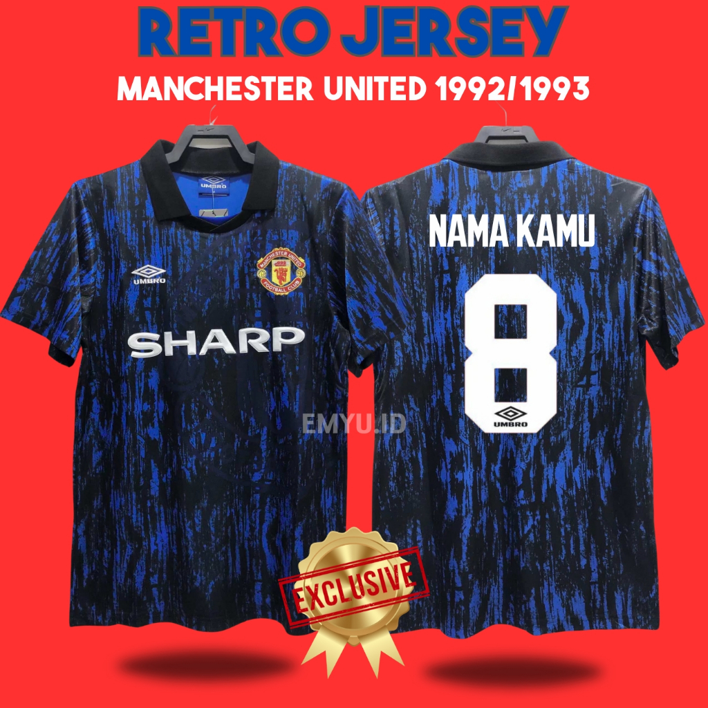 Jersey MU retro 1992 1993 Away Baju Bola Manchester United Emyu Vintage Emyu id