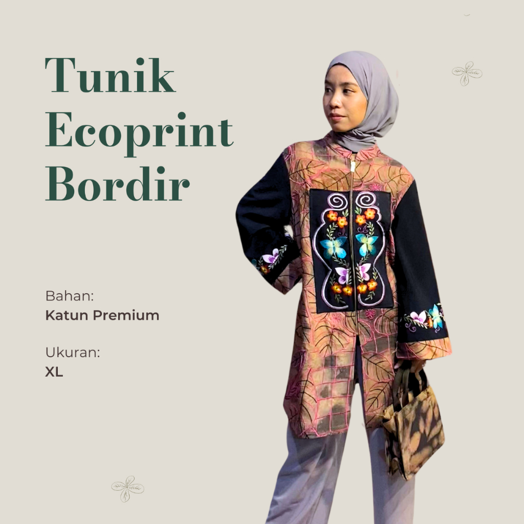 Namira Ecoprint Atasan Ecoprint Bordir Wanita Lengan Panjang