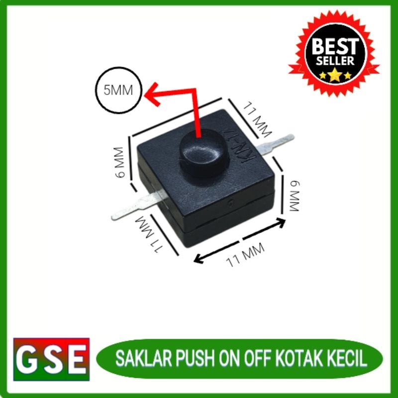 Saklar push on off senter 2 pin/switch on off kecil senter/Saklar 2 kaki elelctronik
