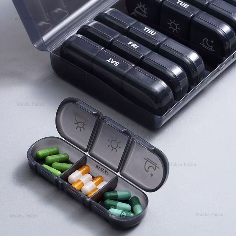 Kotak Portabel Pil Mingguan Kotak /7 Hari Portabel Penyelenggara /Berkapasitas Besar Kotak Tablet Ob
