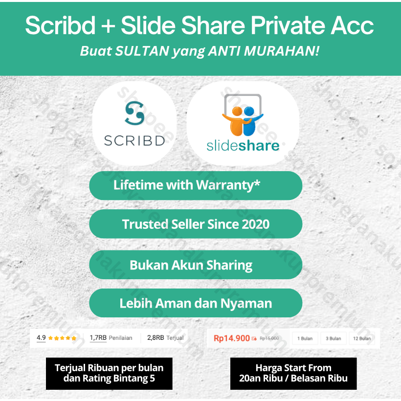 scribd Premium + slideshare Premium Scribd Lifetime Software dan Presentasi Paling Lengkap