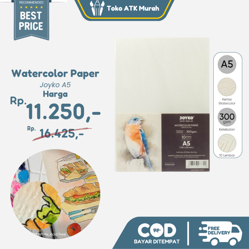 

Watercolor Paper A5 Joyko WLPP-2500 Kertas Cat Air 300 gsm 10 Sheets