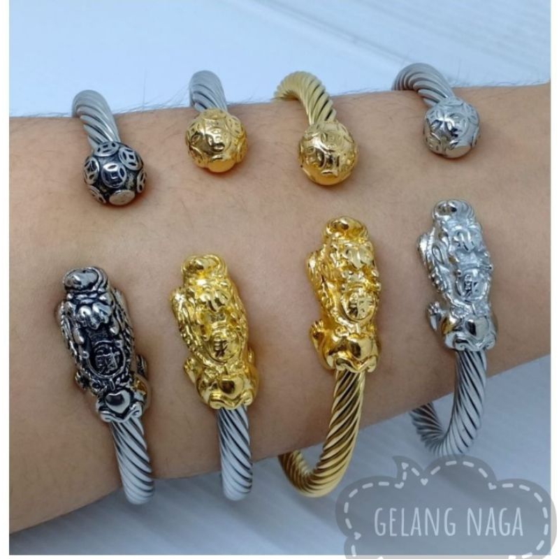 Gelang Titanium pria Naga Kepala anti karat