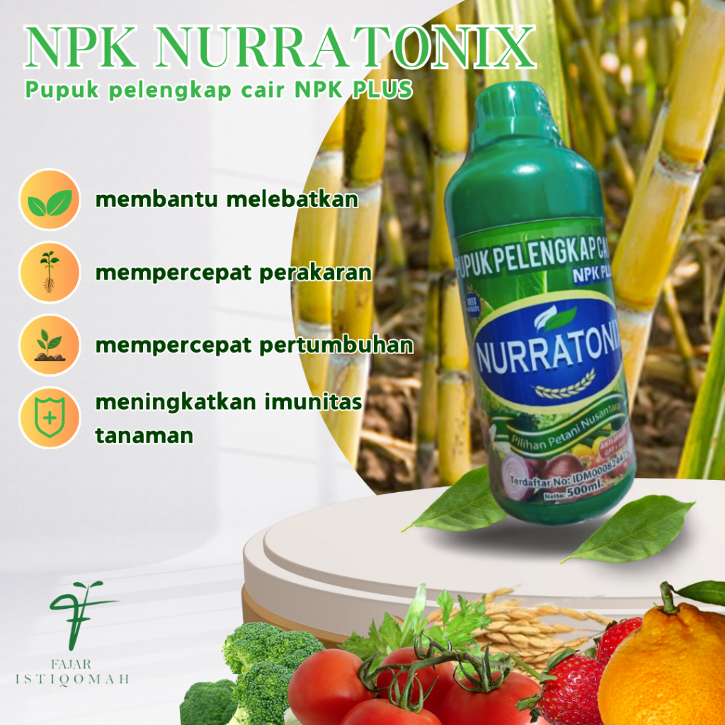 PUPUK PELENGKAP CAIR NPK PLUS ANTI JAMUR ZPT + GA7 NURRATONIX MENYUBURKAN TEBU ISI 500ML