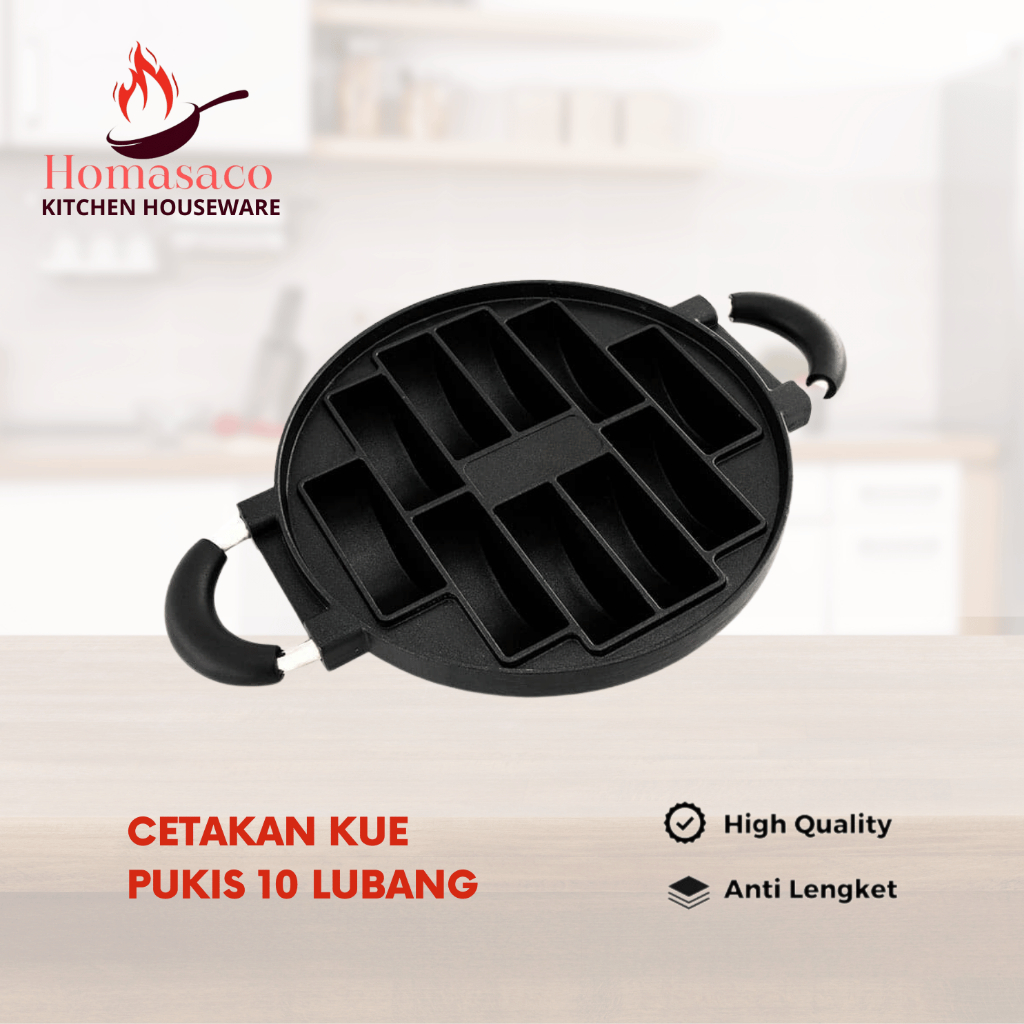 HOMASACO Cetakan Kue Pukis 10 Lubang Cetakan Kue Pancong Anti Lengket