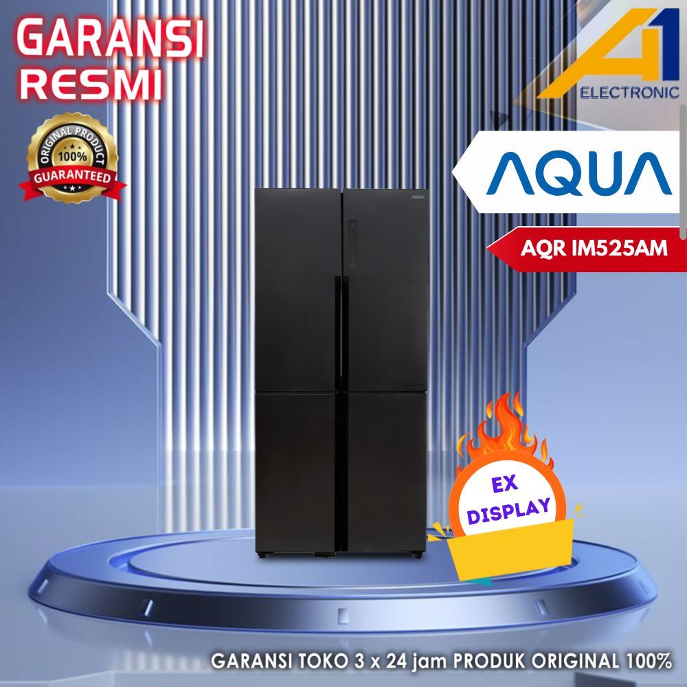 AQUA Kulkas AQR IG525AM Side By Side 4 Pintu Inverter 456 Liter Display