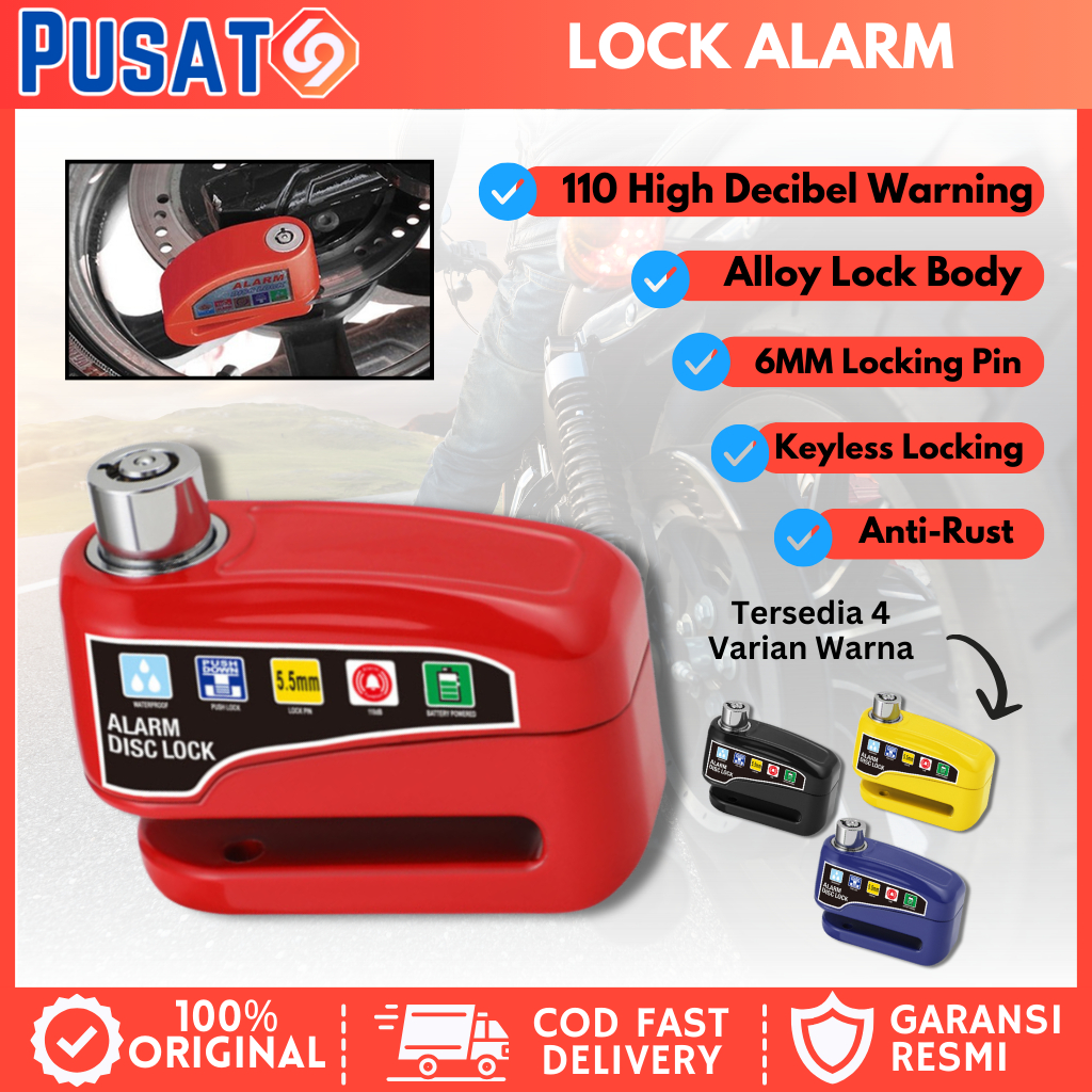 GEMBOK ALARM / GEMBOK CAKRAM MOTOR ALARM / GEMBOK ALARAM / DISC LOCK ALARM / KUNCI CAKRAM / GEMBOK