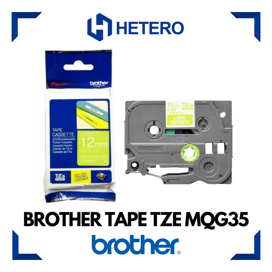 

BROTHER Color Tape TZE-MQG35 White on Lime Green, 12mm