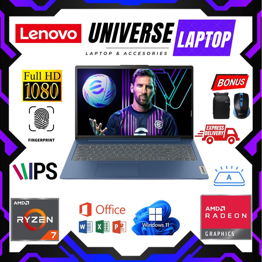 Laptop LENOVO Ideapad Slim 3 15 AMD Ryzen 7 7730U RAM 8GB 1TB SSD FullHD IPS Win11Home