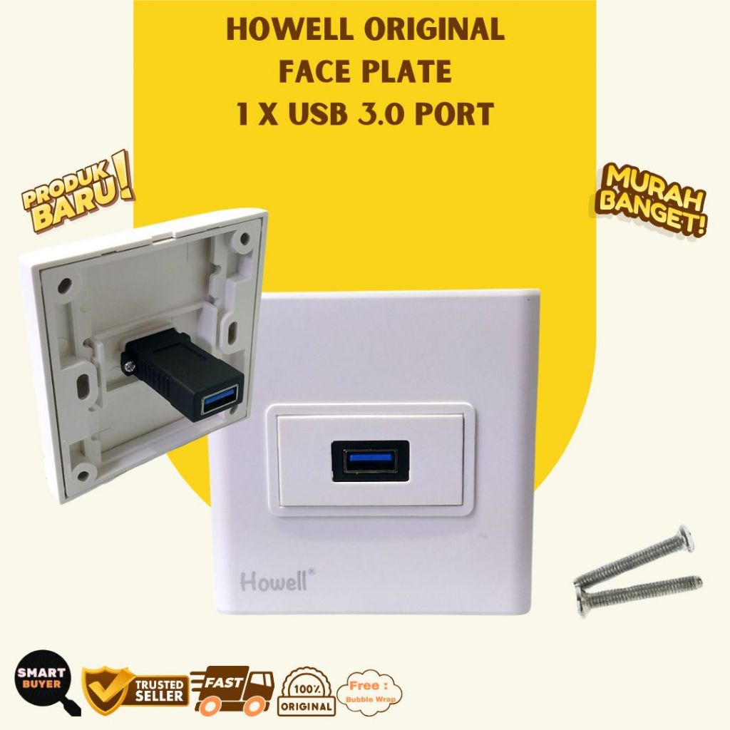 Howell Wall Face Plate Outlat Socket USB 3.0 Female To Female