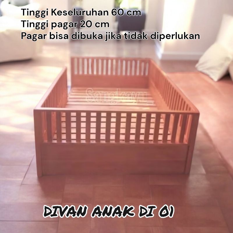 Divan rangka tidur anak premium / divan anak minimalis / divan kayu mahoni / kuat kokoh tahan lama