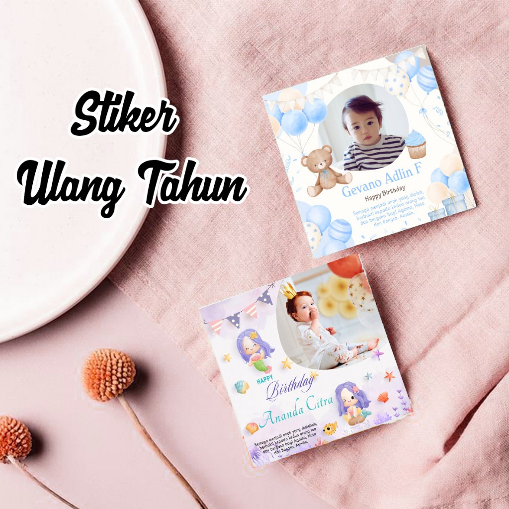 Stiker label ulang anak tahun sticker kotak nasi bento custom