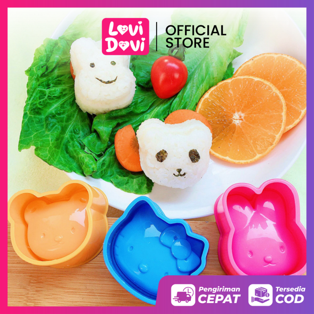Cetakan Nasi Bento Set 3 in 1 Cetakan Nasi Karakter / Rice Mold Plastic BPA Free MURAH