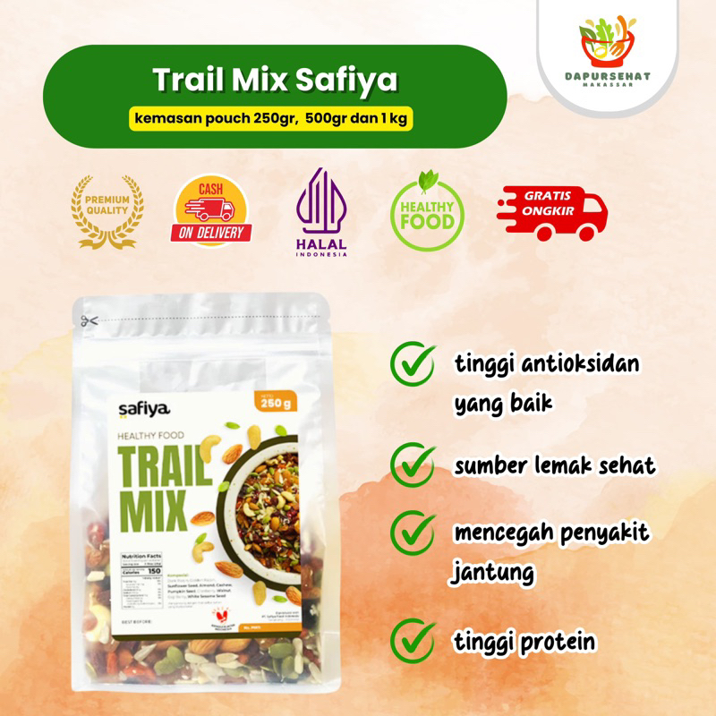 

COD MAKASSAR Trail Mix Safiya 1 kg 500 gram Premium | With Almond Mete Nut Seed Dried Fruit Makanan Sehat & Cemilan Diet