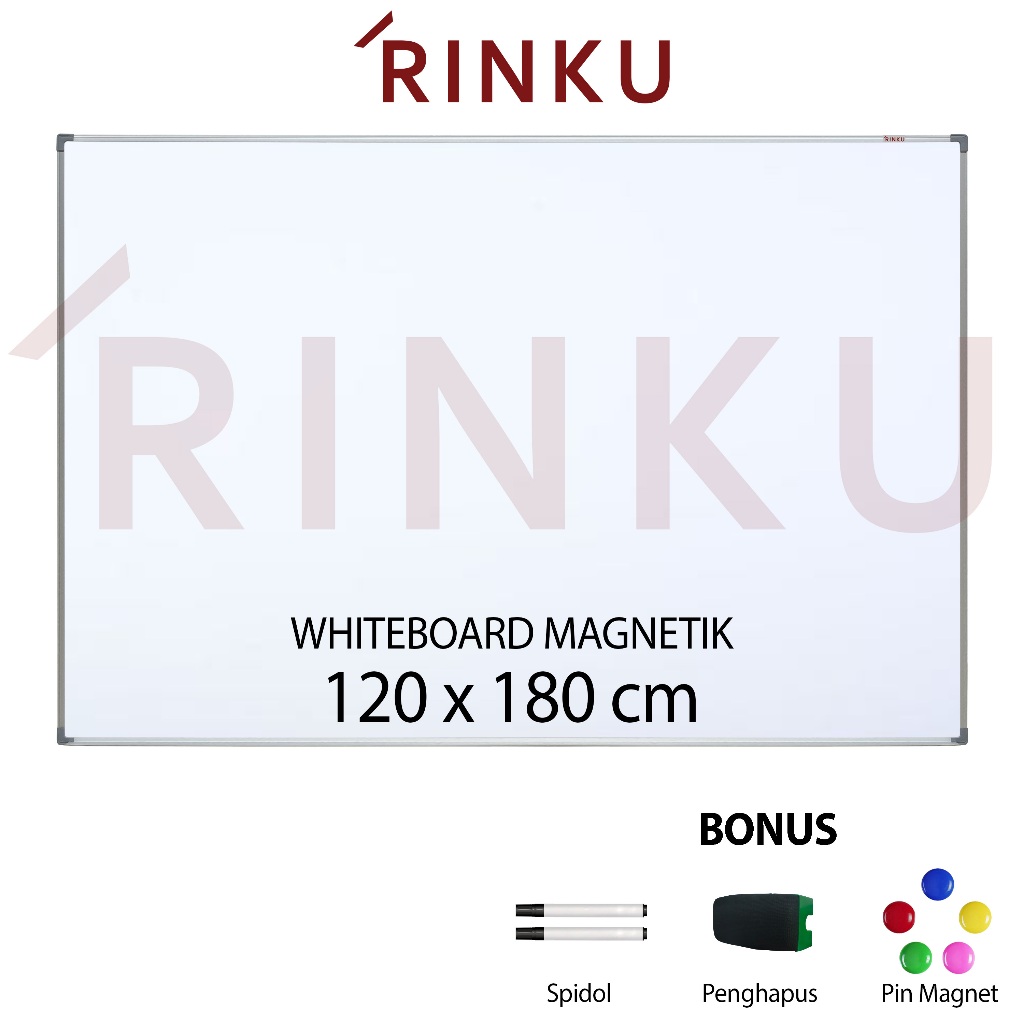 

Papan Tulis Whiteboard Gantung Magnetik Rinku 120x180 cm