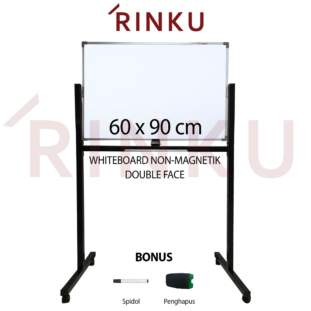 

Papan Tulis Whiteboard Standing Non Magnetik Double Face Rinku 60x90 cm