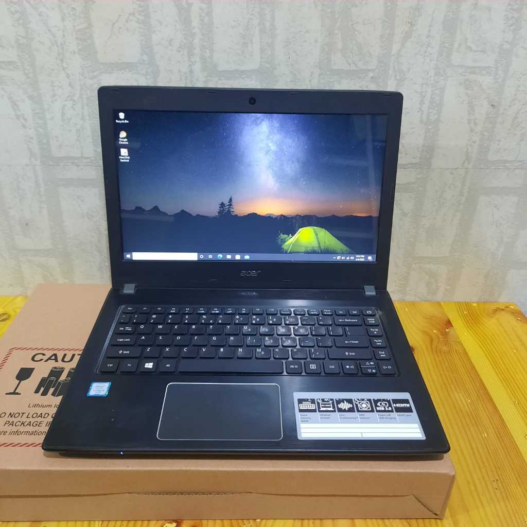 Laptop Acer E5-475, Intel Core i3-6006U, Gen 6Th, - Hd Graphics 520, Ram 4/1Tb HDD, Lengkap, B.Silve