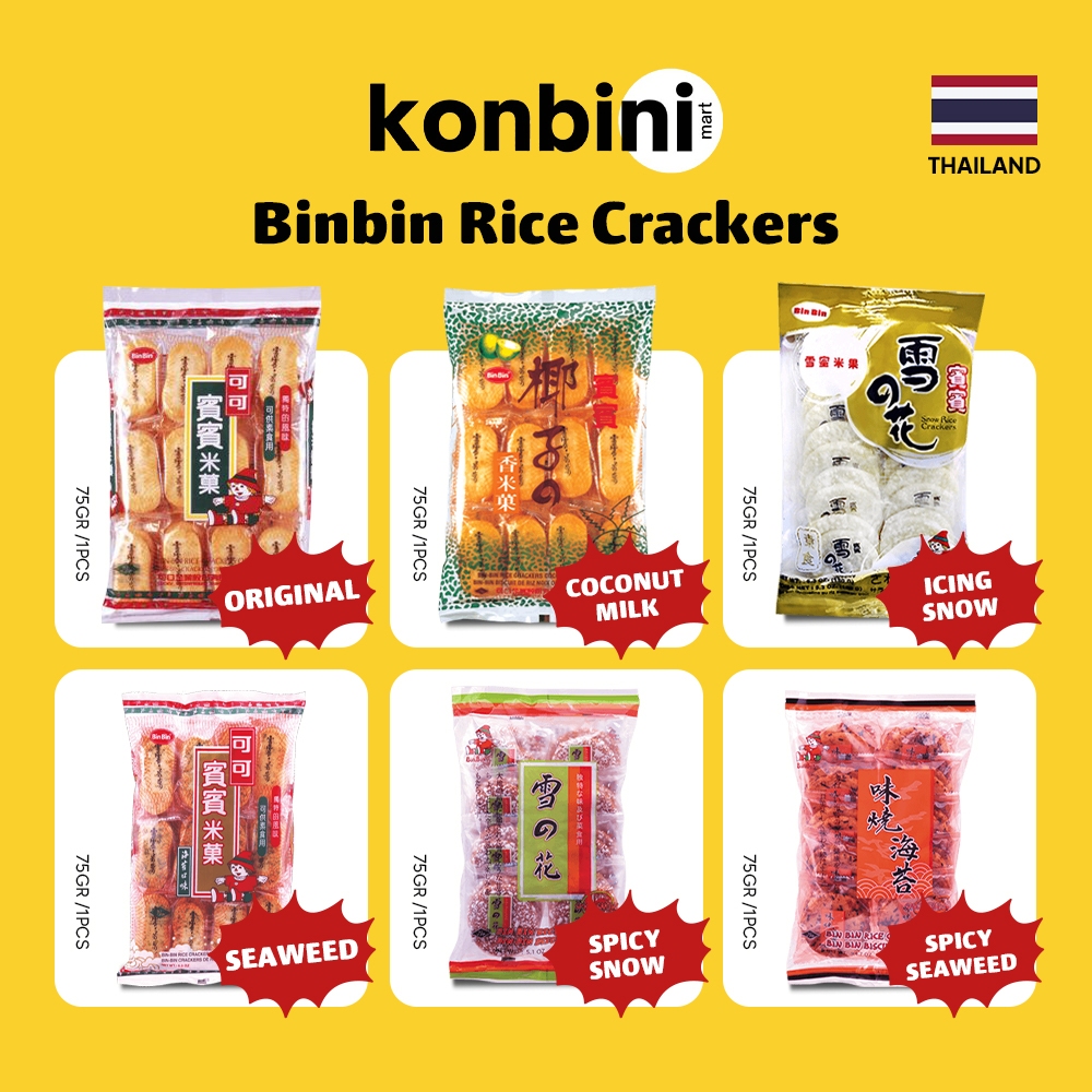 

KONBINI THAILAND - Binbin Rice Crackers Original 75gr Crackers Beras Krekers Cemilan Snack