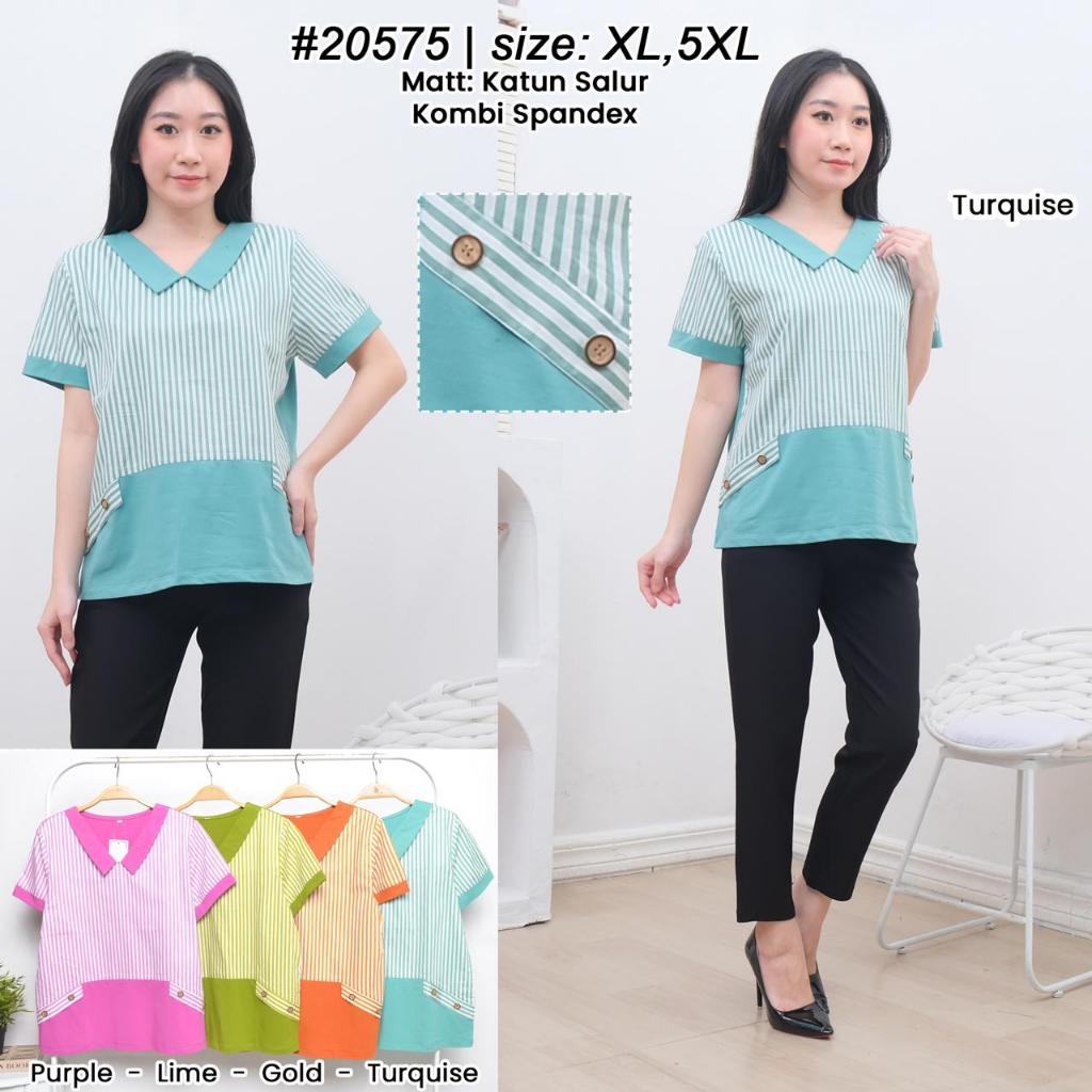 CUBIC Blouse Pendek Kaos Katun Stretch Daily Wanita 20575 Size XL Dan 5L