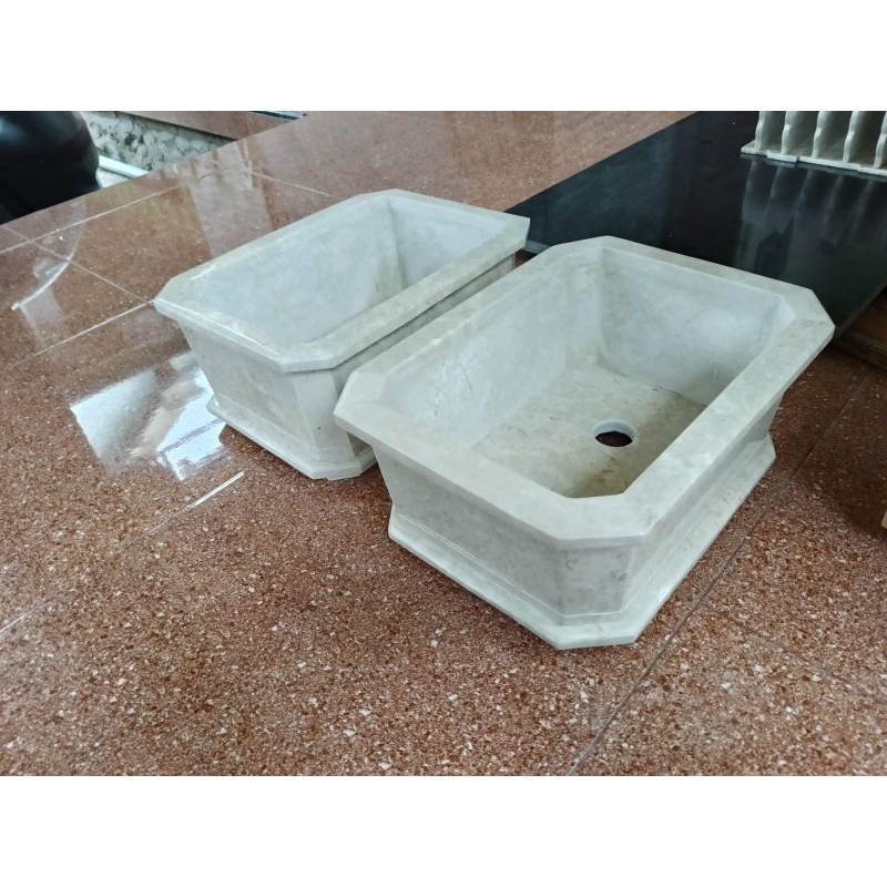 Pot tanaman bonsai batu marmer putih