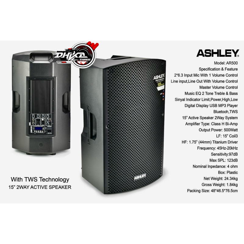 SPEAKER AKTIF ASHLEY AR 500 / SPEAKER AKTIF ASHLEY AR500/ Speaker Ashley Aktif Ashley Ar500 Original