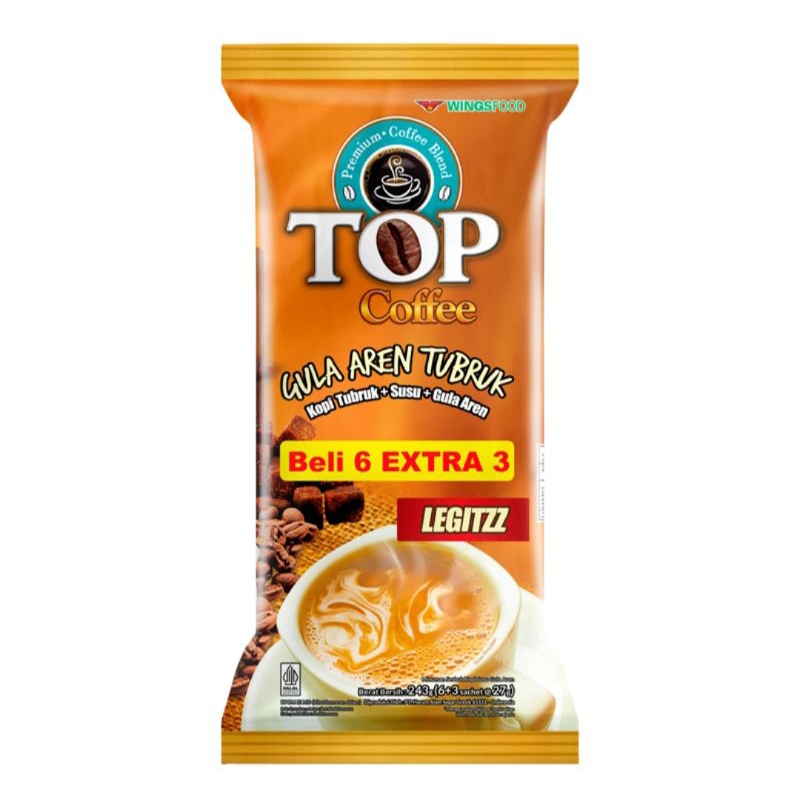 

9 Pcs - TOP Coffee Kopi Gula Aren Tubruk Legitzz Sachet 9 x 27 g