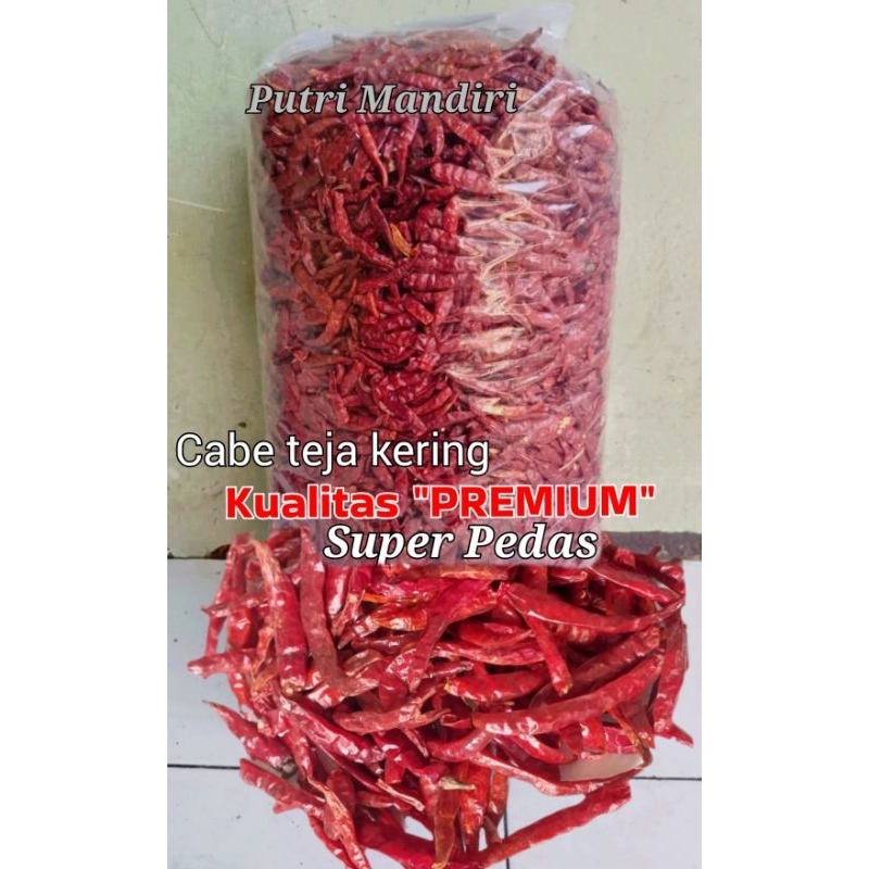 

Cabe Teja Kering 500 gram Kualitas Premium Merah Merona Super Pedas