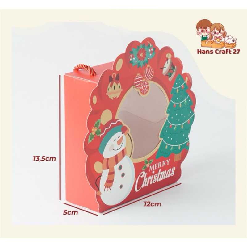 

Box Cake Tema Natal || Box Snack Christmast || Hampers Natal || Handle Box Tema Natal (TN 11)