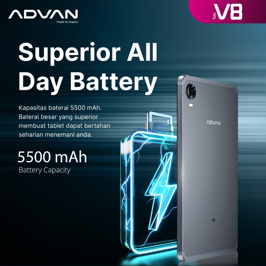 ADVAN Tab V8 Gaming Mediatek Helio G99 (8+8GB/128GB) IPS WUXGA FHD+ 1920*1200 Android 14-5