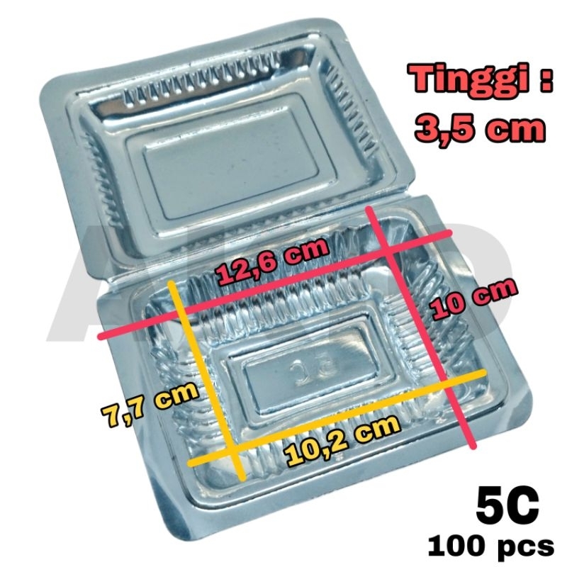 Mika Plastik Kotak Bening Kecil 5C TEBAL Isi 100 Pcs GLX Box Wadah Makanan Kue Moci Roti Jajanan Sna