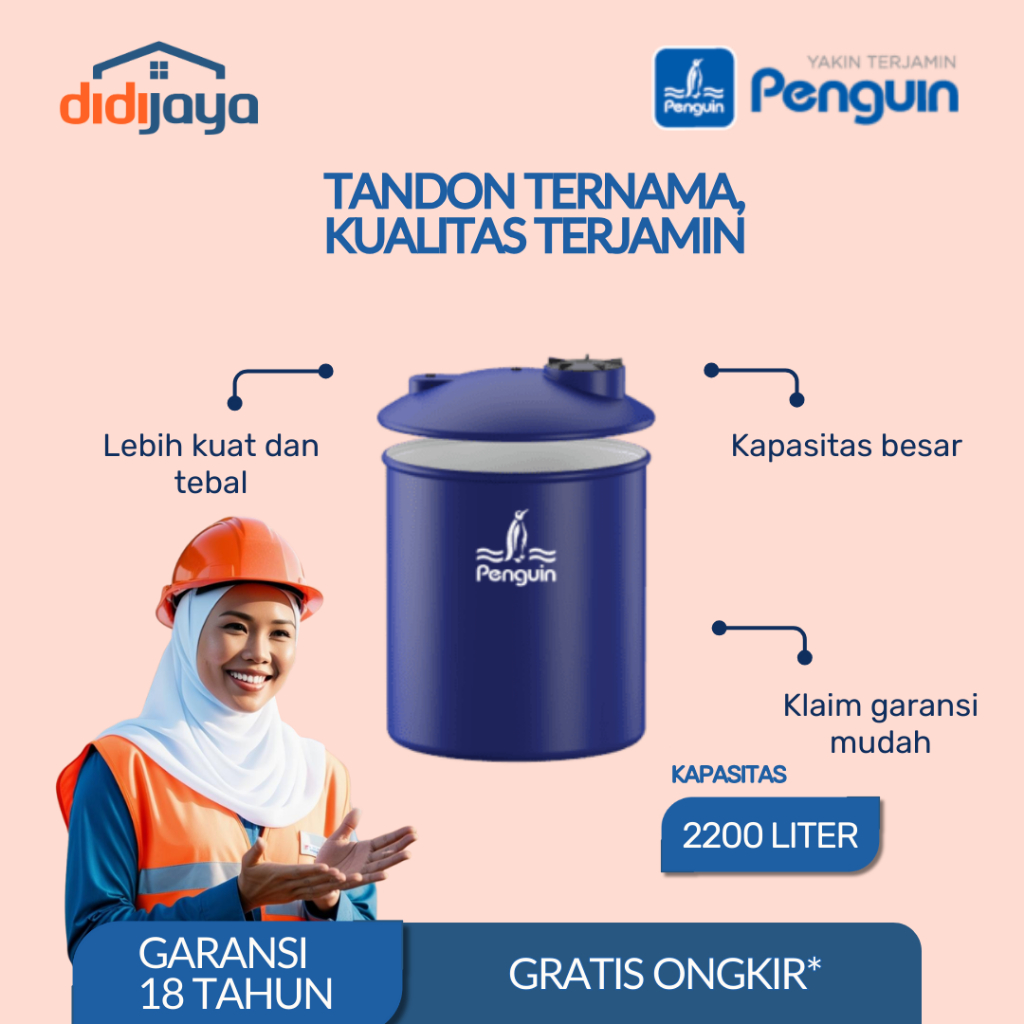 Tandon Air Cylinder Penguin TR 200 2200 Liter | Toren Air | Tangki Air Cylinder Tank Penguin