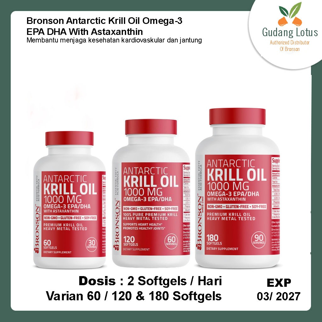 Bronson Antarctic Krill Oil 1000Mg With Omega 3 EPA DHA Astaxanthin OR Omega-3 Fish + Krill