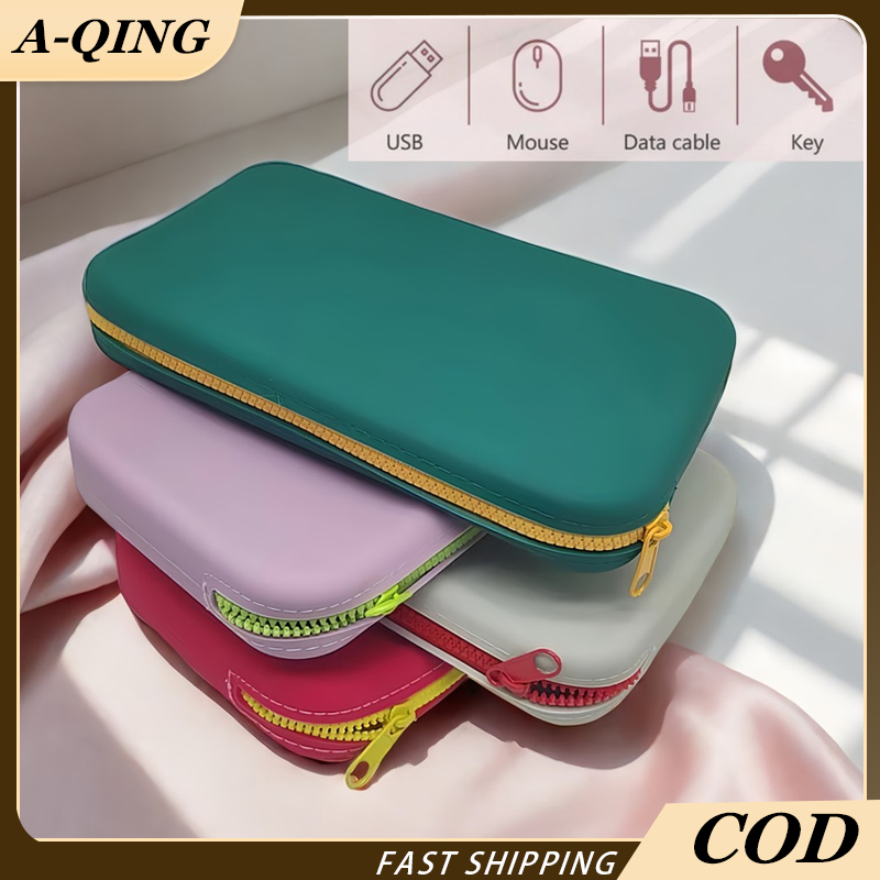 【AQING】Pouch Charger Laptop Hp Mouse 4 Warna Bahan Karet/tas Pouch Kosmetik Make Up Gadget Tempat Pe