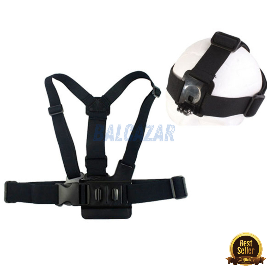 Chest + Head Strap / Mounting Dada & Kepala untuk Action Cam Gopro HP Smartphone