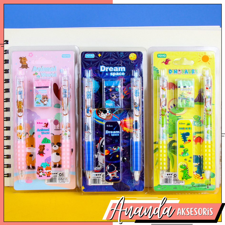 

Stationery Set Alat Tulis Set Pensil Mekanik + Penghapus Pulpen